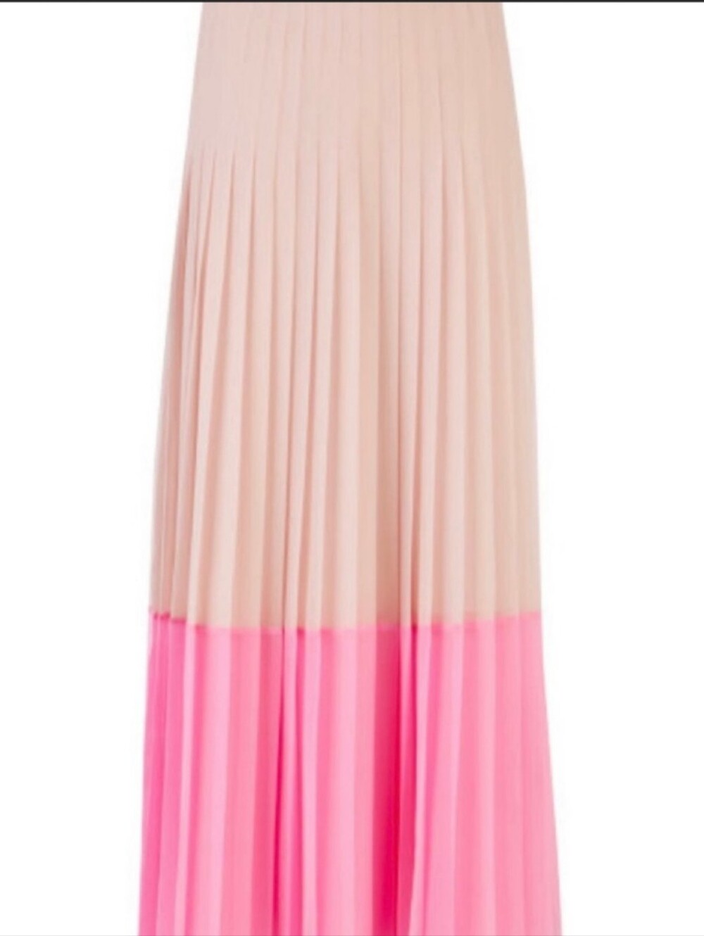Ted Baker Large Color Block Pleated Two-Tone Pink Maxi Skirt Long